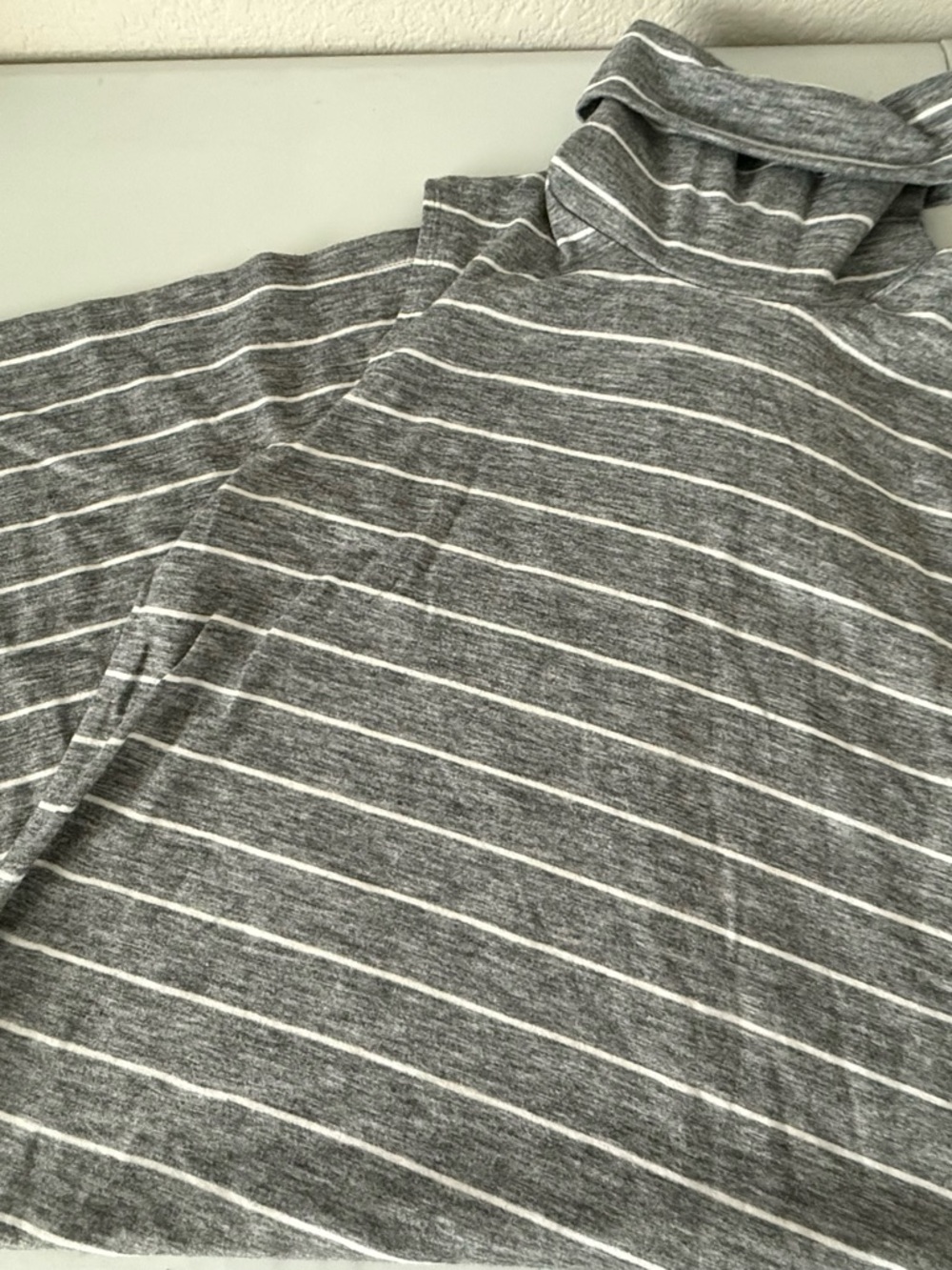Old Navy Gray and White Striped Turtleneck Dress